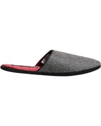 Dolce & Gabbana - Grey Herringbone Cashmere Red Slippers Shoes - Lyst
