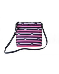 Kate Spade - Jae Nylon Leather Flat Pink Striped Multi Crossbody Handbag Purse - Lyst