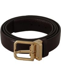 Dolce & Gabbana - Brown Leather Gold Metal Buckle Belt - Lyst