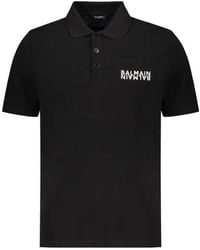 Balmain - Cotton Polo Shirt - Lyst