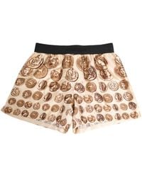 Dolce & Gabbana - Ancient Coin Print Silk Shorts Swimwear - Lyst