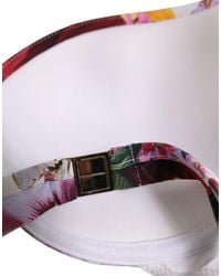 Dolce & Gabbana - White Floral Print Nylon Beachwear Bikini Top - Lyst