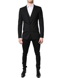 Dolce & Gabbana - Black Single Breasted Formal Blazer With Vest - Lyst