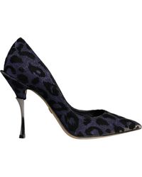 Dolce & Gabbana - Dark Blue Leopard Lurex Heels Pumps Shoes - Lyst