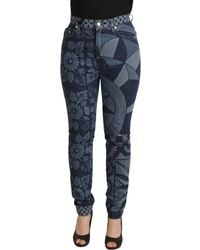 Dolce & Gabbana - Floral Geometric Skinny Jeans - Lyst