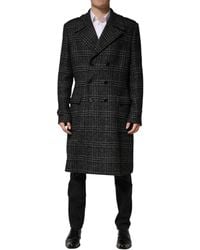 Dolce & Gabbana - Double Breasted Plaid Wool Coat Jacket Nylon Acrylic Polyester Clothing - Lyst