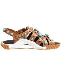 Dolce & Gabbana - Embellished Leather Sandals - Lyst