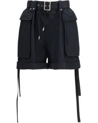 McQueen - Black Cotton Bermuda Shorts - Lyst
