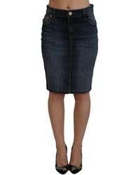 Fiorucci - Chic Mid Waist Dark Denim Skirt - Lyst