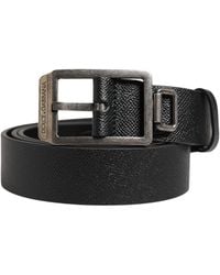 Dolce & Gabbana - Black Calf Leather Silver Metal Buckle Belt - Lyst