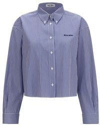Miu Miu - Blue Cotton Dress Shirt - Lyst