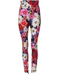 Dolce & Gabbana - Floral High Waist Leggings Pants - Lyst