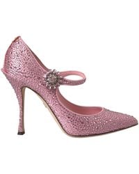 Dolce & Gabbana - Pink Rhinestones Mary Janes Pumps - Lyst