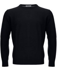 Kangra - Black Wool Blend Round Neck Sweater - Lyst