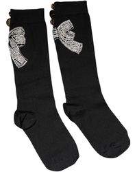 Dolce & Gabbana - Knit Floral Crystal Embellishment Socks - Lyst