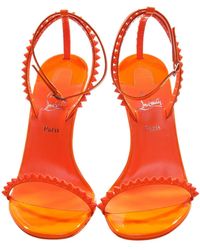 Christian Louboutin - So Me 100 Orange Patent Leather Studded Strappy High Heels - Lyst