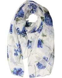 Dolce & Gabbana - White Silk Floral Chiffon Long Stole Scarf - Lyst