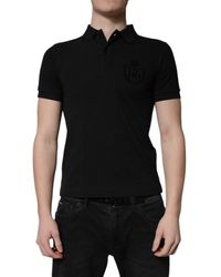 Dolce & Gabbana - Black Cotton Dg Logo Collared Polo T - Lyst