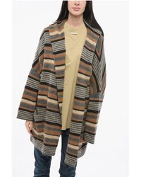 Woolrich - Striped Wool Blend Maxi Cardigan With Hood - Lyst