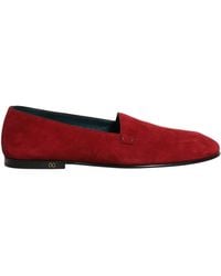 Dolce & Gabbana - Red Suede Logo Slip On Flats Loafers Shoes - Lyst