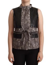 Comeforbreakfast - Brown Black Vest Leather Sleeveless Top Blouse - Lyst