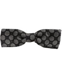Dolce & Gabbana - Black White Geometric Silk Adjustable Neck Papillon Bow Tie - Lyst