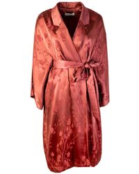 Lardini - Red Allover Printed Robe Trench Coat - Lyst