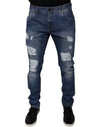 Dolce & Gabbana - Ripped Slim Jeans - Lyst