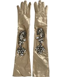 Dolce & Gabbana - Satin Crystal Elbow Length Gloves - Lyst