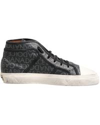 Dolce & Gabbana - Black White Canvas Logo Mid Top Sneakers Shoes - Lyst