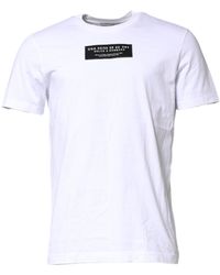 Dolce & Gabbana - White Cotton Logo Patch Crew Neck T - Lyst
