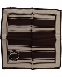 Dolce & Gabbana - Brown Stripes Dg Logo Print Square Handkerchief Scarf - Lyst