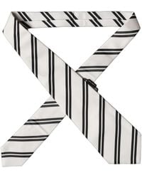 Dolce & Gabbana - White Black Stripes Silk Adjustable Necktie Tie - Lyst