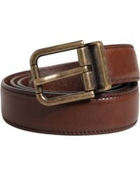 Dolce & Gabbana - Men Brown Classic Leather Metal Buckle Belt - Lyst