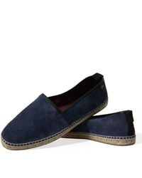 Dolce & Gabbana - Blue Leather Suede Slip On Espadrille Shoes - Lyst