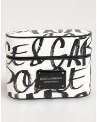 Dolce & Gabbana - Leather Monogram Print Logo Holder Airpods Case - Lyst