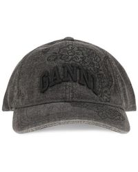 Ganni - Gray Recycled Polyester Cap (baseball Hat) - Lyst