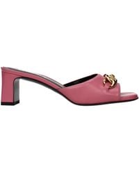 Versace - Pink Leather Flat Sandals - Lyst