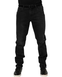 Dolce & Gabbana - Black Cotton Logo Plaque Skinny Denim Jeans - Lyst