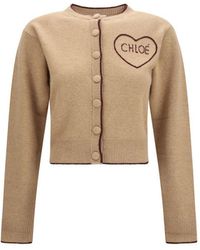Chloé - Beige Wool Oves Aries Cardigan - Lyst