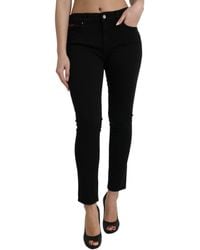 Dolce & Gabbana - Black Cotton Stretch Denim Skinny Jeans - Lyst