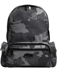 Dolce & Gabbana - Gray Cotton Camouflage Logo Plaque Backpack Bag - Lyst