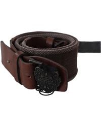 Ermanno Scervino - Classic Dark Leather Belt With Logo Buckle - Lyst