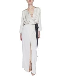 Sandro Ferrone - Beige Polyester Long Dress - Lyst