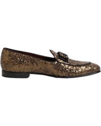 Dolce & Gabbana - Gold Sequined Slip On Loafers Men Dress Shoes - Lyst