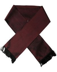 Dolce & Gabbana - Burgundy Silk Dotted Fringed Neck Shawl Scarf - Lyst