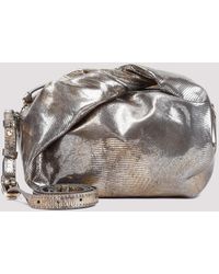 Dries Van Noten - Oxyde Metallic Grey Leather Twist Bag - Lyst
