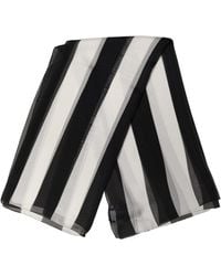 Dolce & Gabbana - Black White Stripe Silk Square Foulard Scarf - Lyst