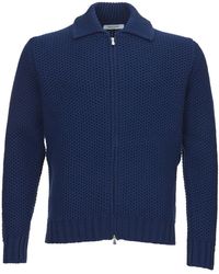 Gran Sasso - Wool Blu Sweater With Zip - Lyst