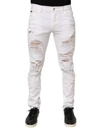Dolce & Gabbana - Ripped Slim Jeans - Lyst